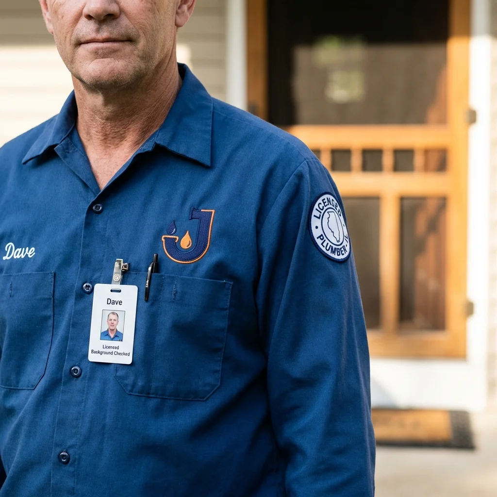 Licensed plumber showing ID badge in Pikeville, TN