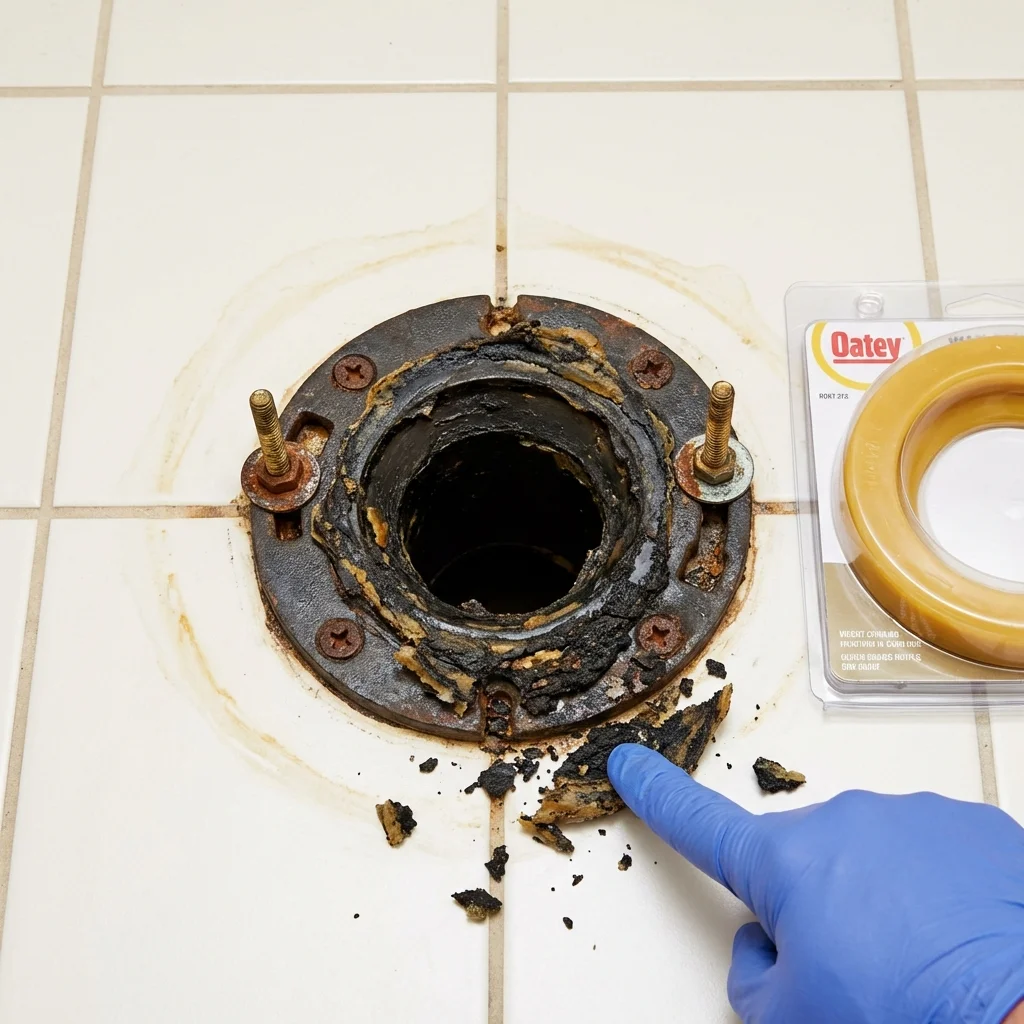 Failed wax ring showing water seepage at the base of a toilet in a Pikeville, TN home